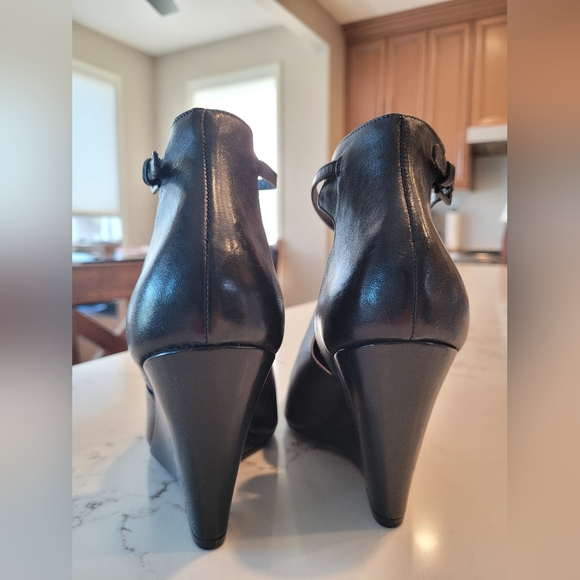 Pour La Victoire Brown Leather Wedge Heels Size 8.5 - Picture 5 of 8